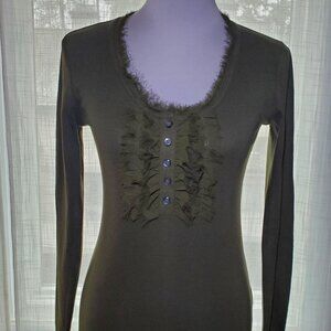 Banana Republic Matcha Green Ruffled Henley